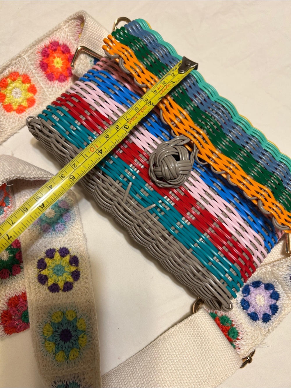 The Lilley Line Multicolor Wicker Crossbody Bag with Embroidered Strap - Picture 11 of 12